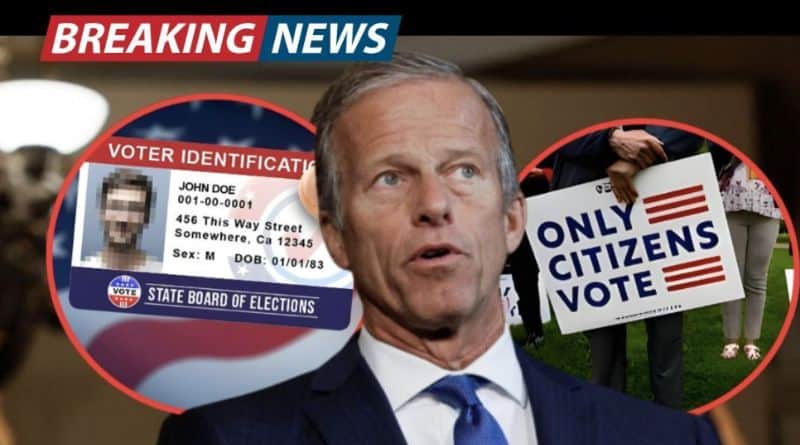 John Thune speaking about the upcoming SAVE America Act Senate vote on voter citizenship requirements