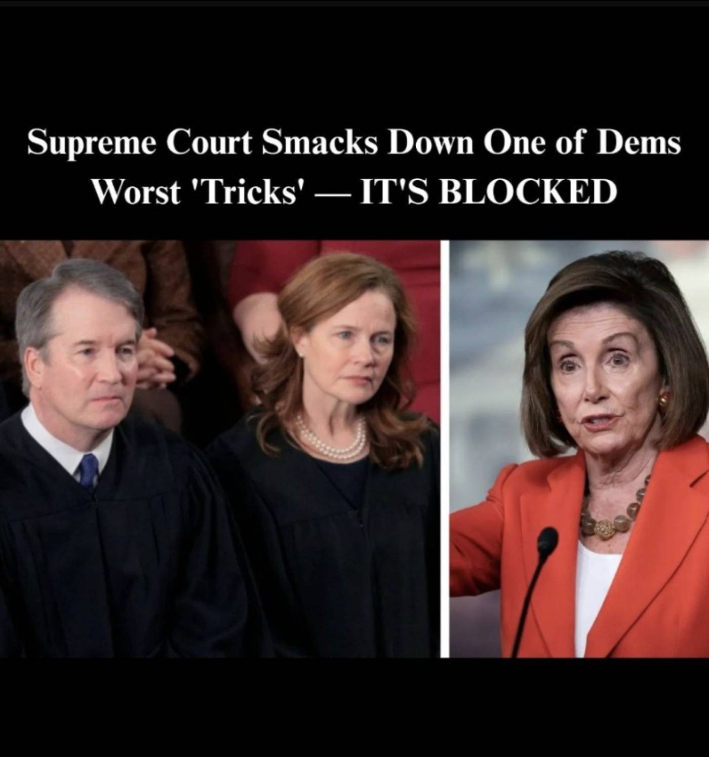 Supreme Court justices and Nancy Pelosi in a political split
