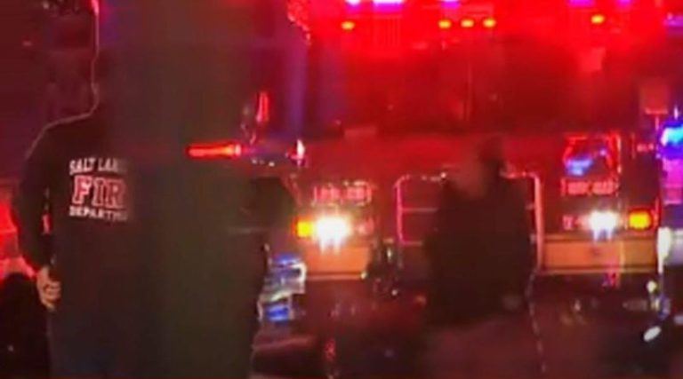 Police at night shooting scene LDS church SLC
