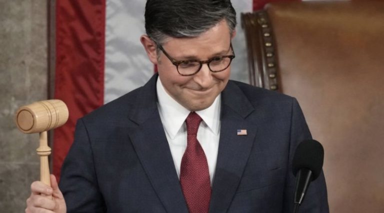 Mike Johnson breaking news with gavel