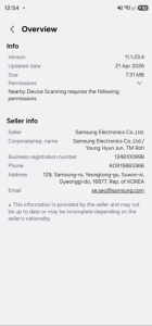 samsung Nearby Device Scanning app update screen with ratings