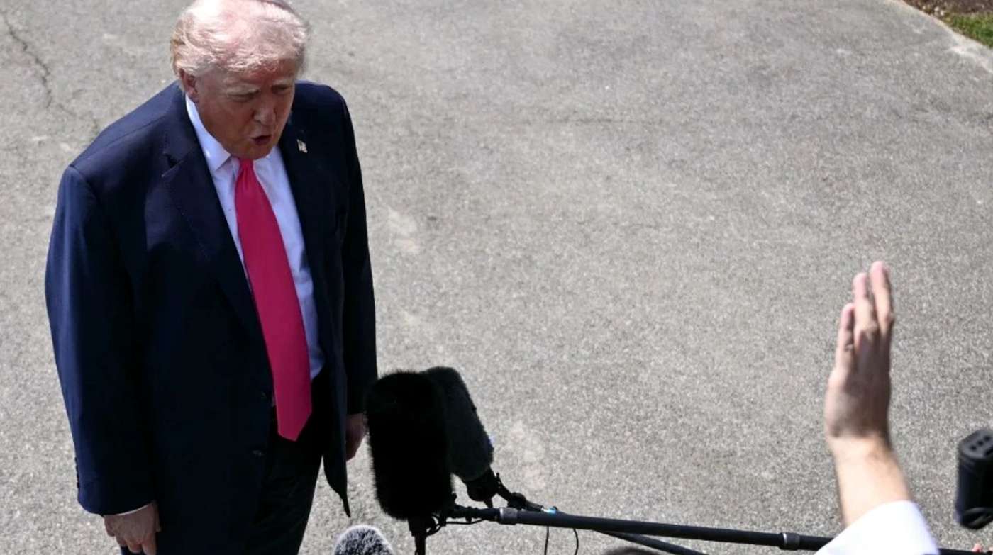 donald Trump speaking passionately during a press conference