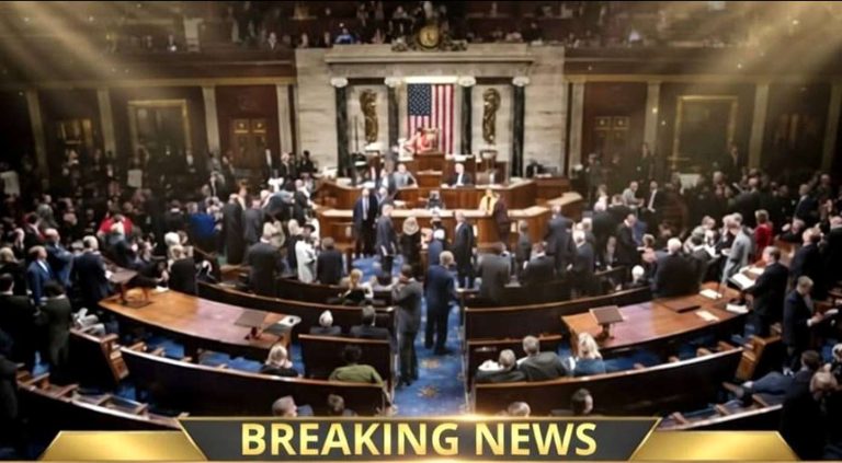crowded US House of Representatives chamber with members gathered on floor during