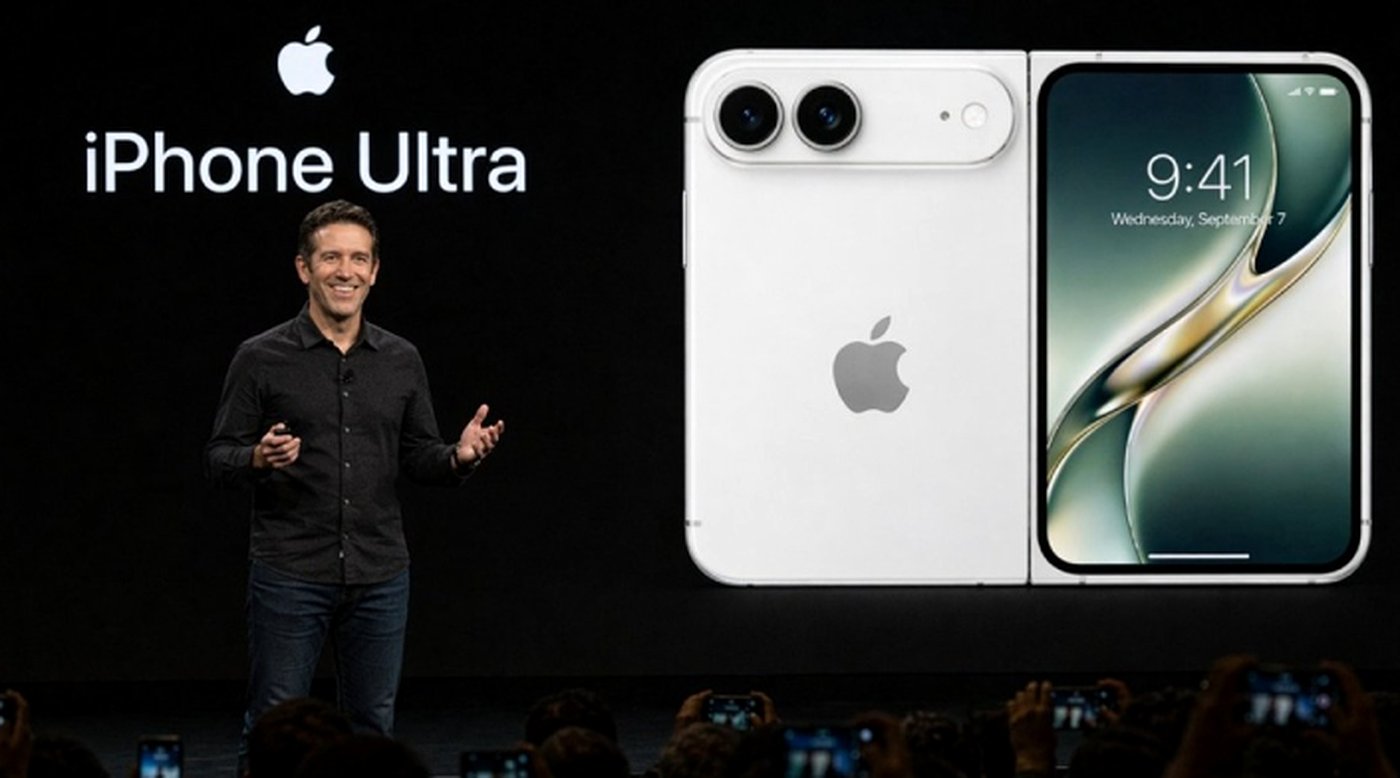 apple's iPhone Ultra unveiled by a presenter during launch event