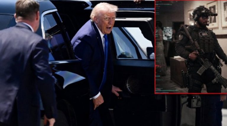 donald Trump exits a vehicle amid heightened security measures