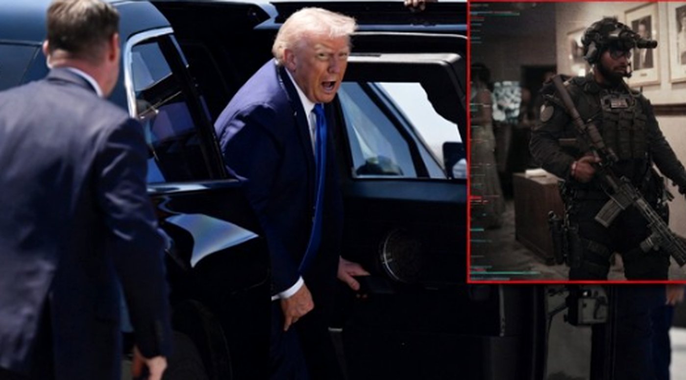 donald Trump exits a vehicle amid heightened security measures