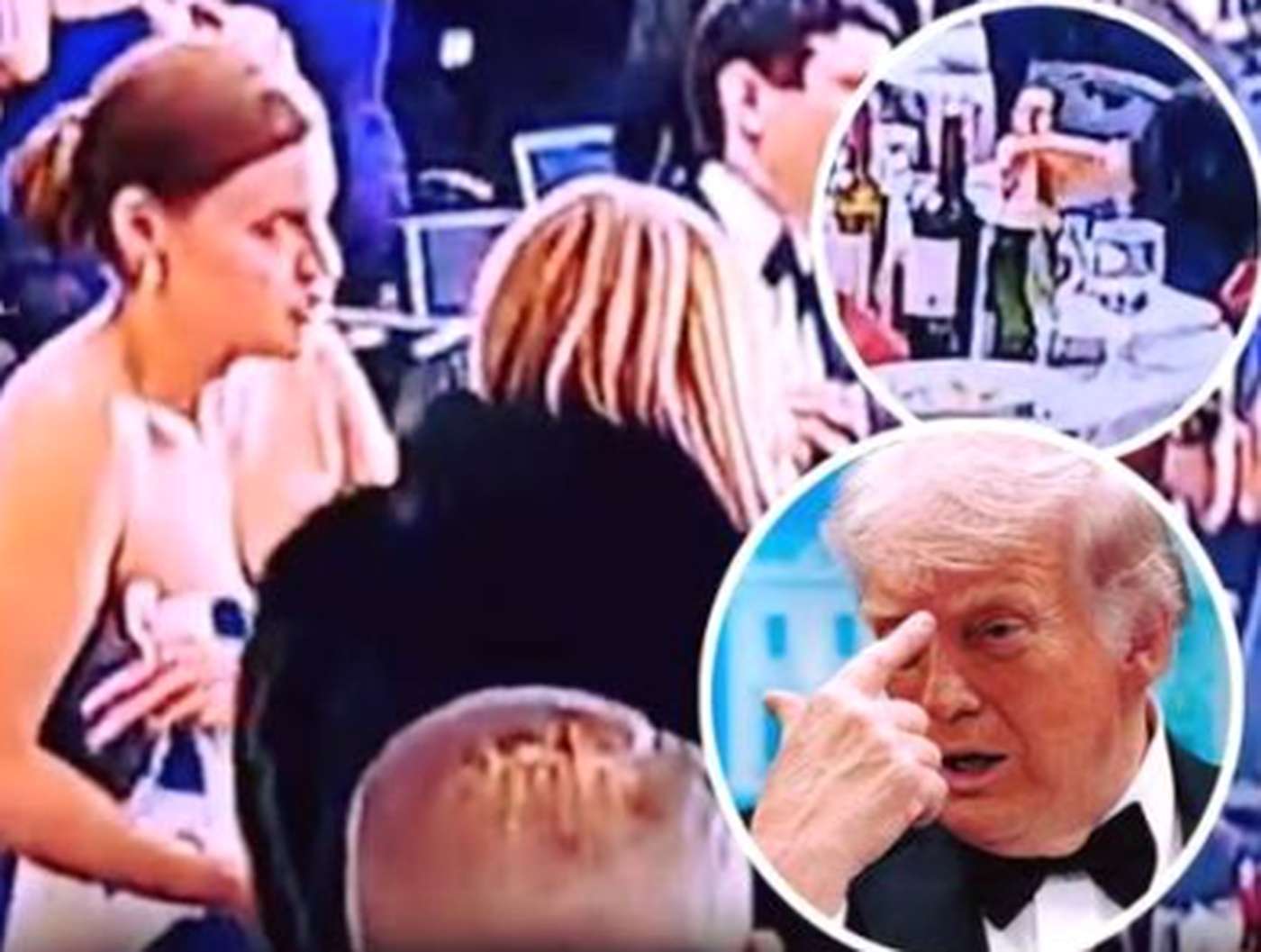 a tense moment captured with Donald Trump at a social event
