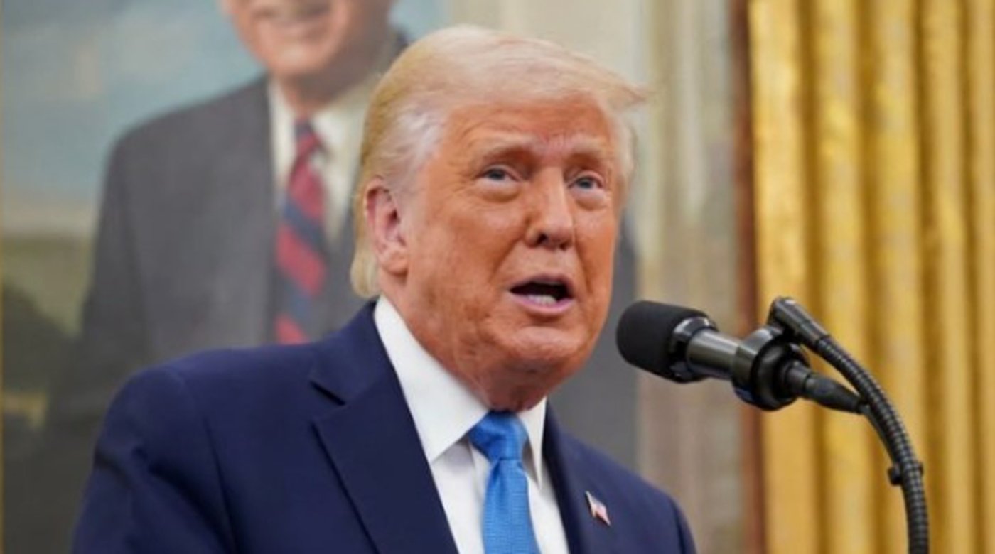 donald Trump speaking passionately in the White House