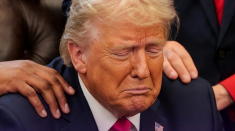 emotional moment with Trump receiving support from a friend
