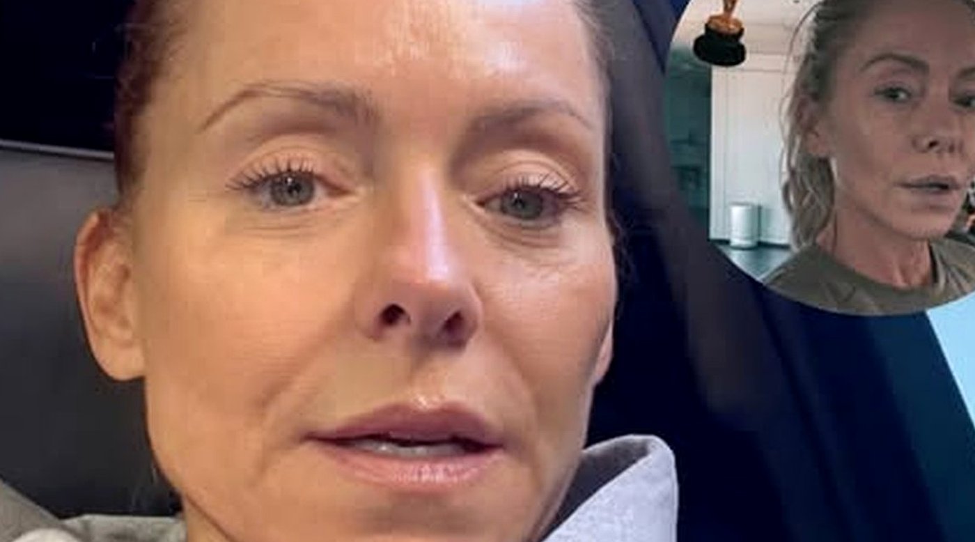 close-up of a woman showing her skincare routine at home