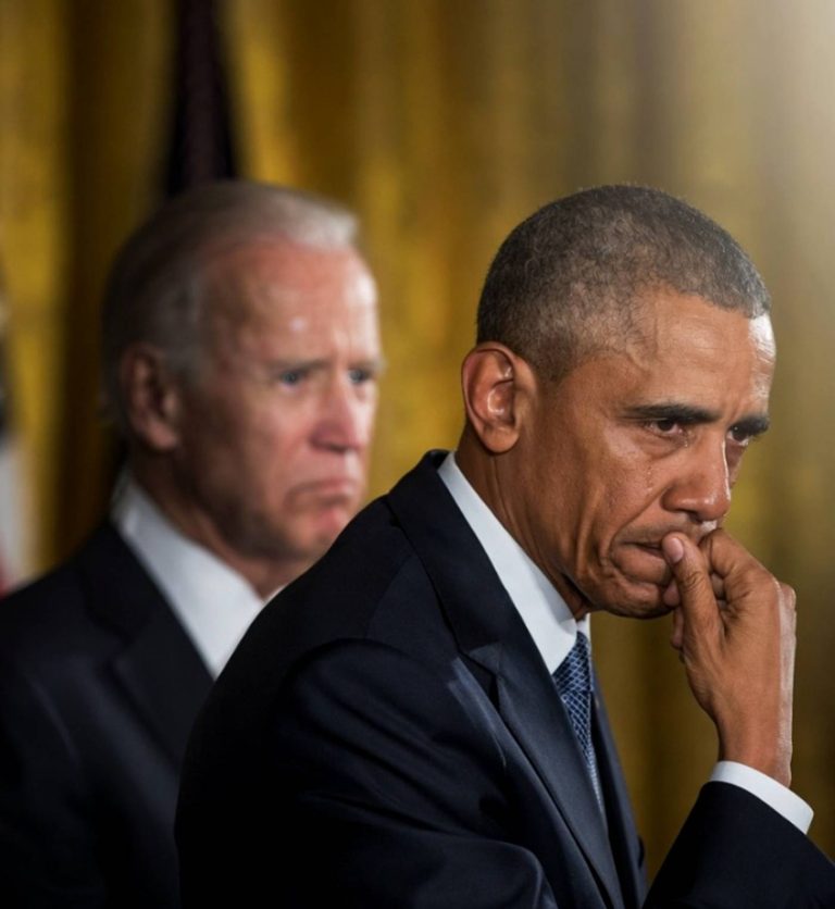 Barack Obama and Joe Biden serious moment