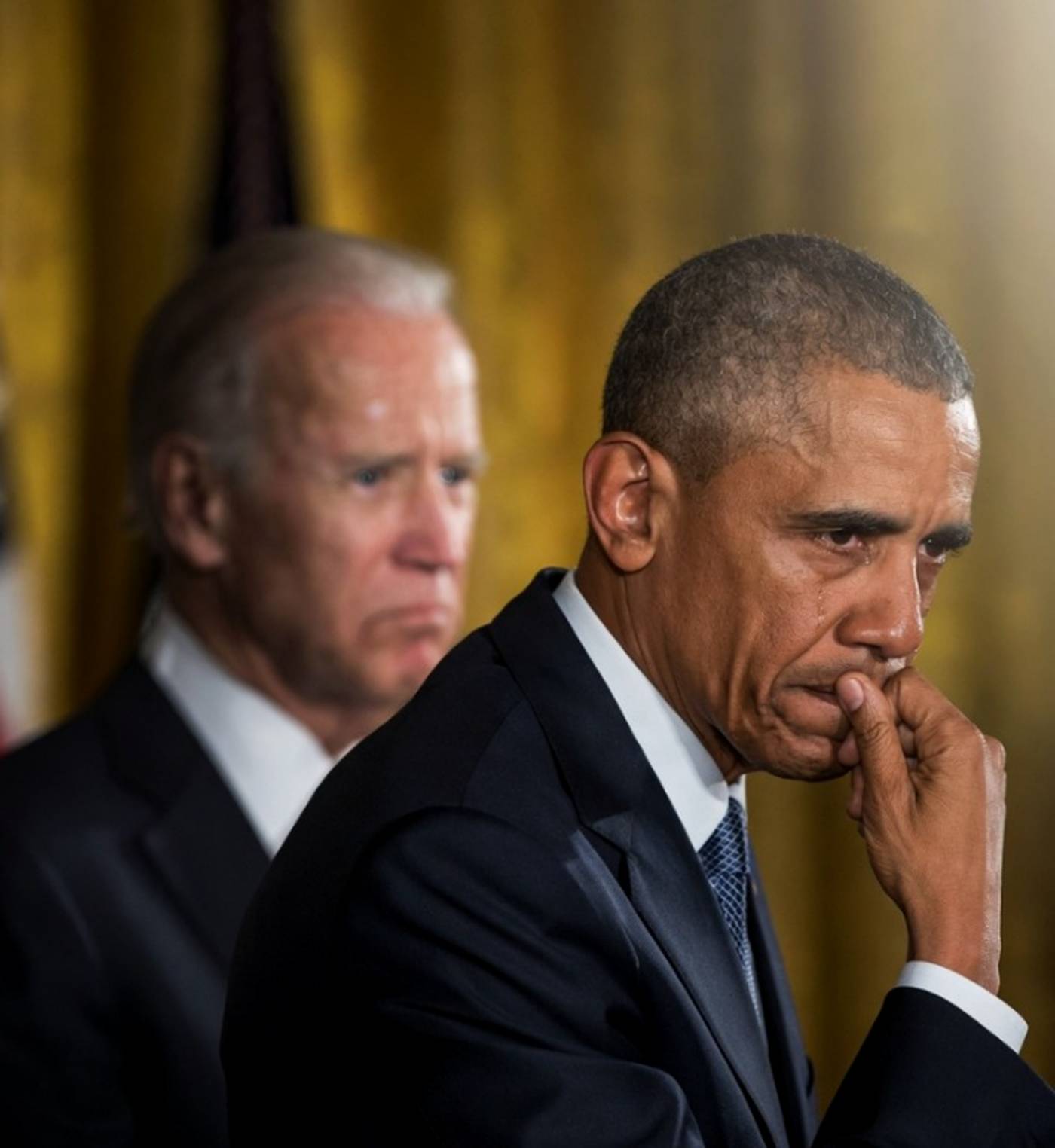 Barack Obama and Joe Biden serious moment