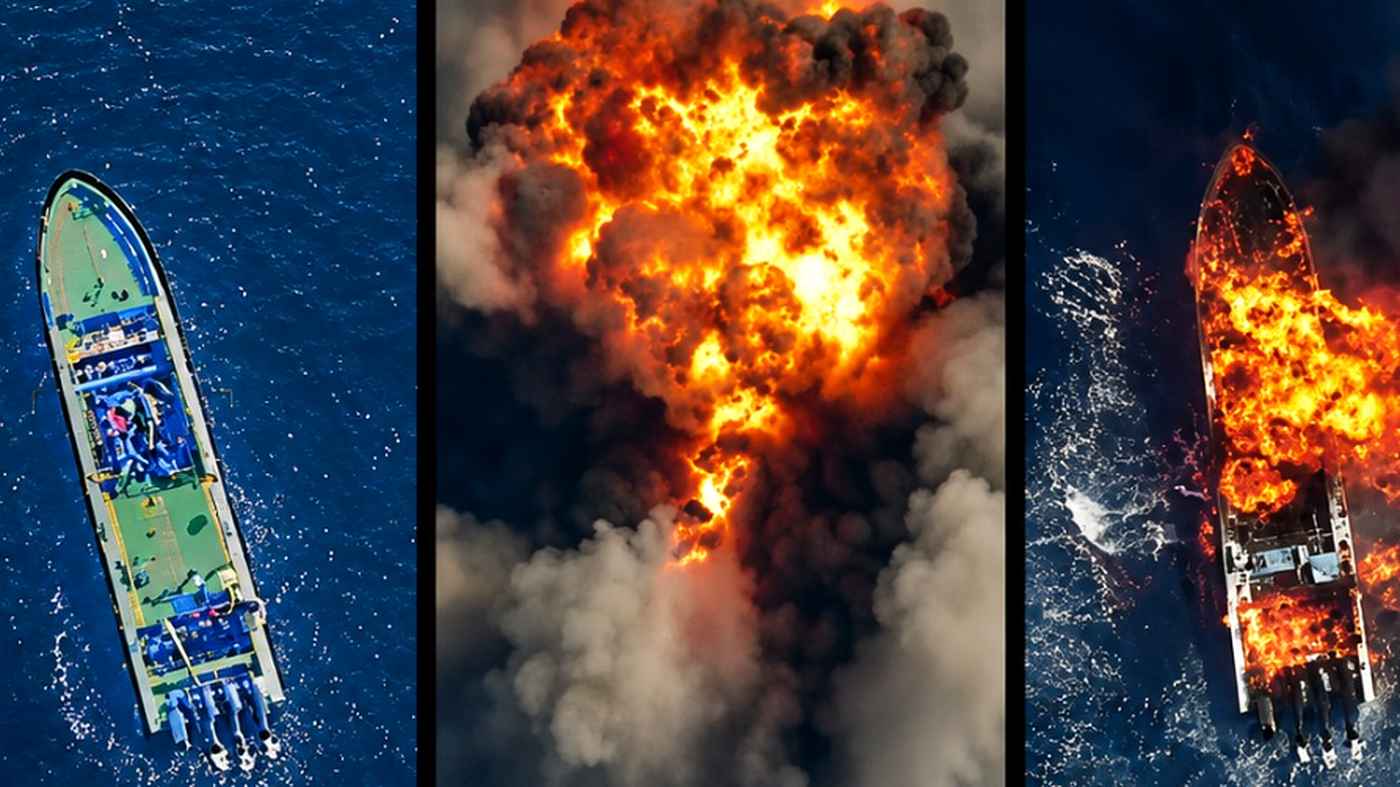 Operation Epic Fury precision strike on a vessel.
