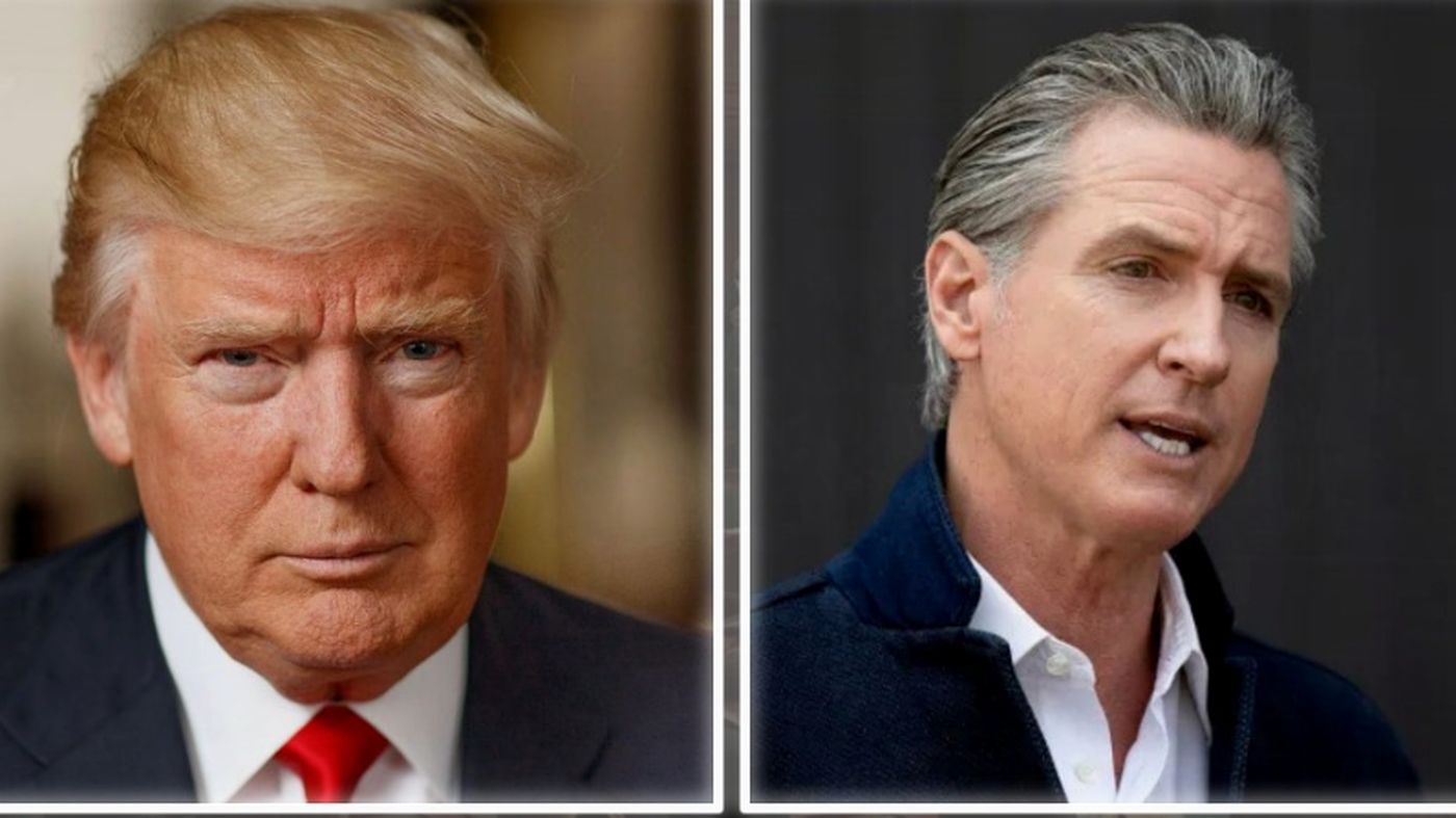 donald Trump and Gavin Newsom in a political discussion setting