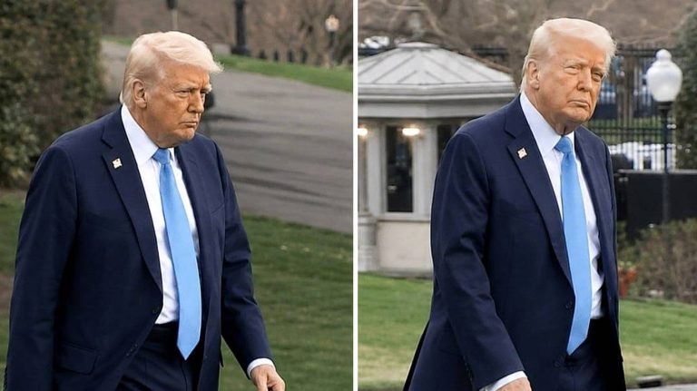 Trump walking to Marine One small detail