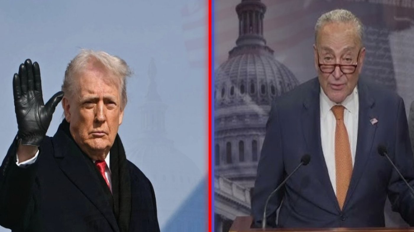 trump and Schumer at Capitol, political tension evident