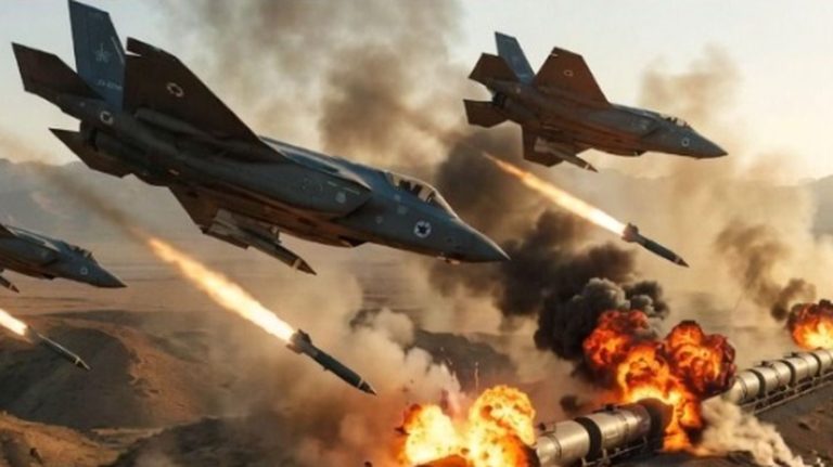 fighter jets launch missiles in a dramatic aerial attack