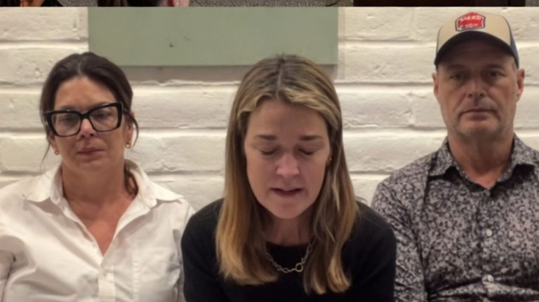 emotional family members speaking during a press conference