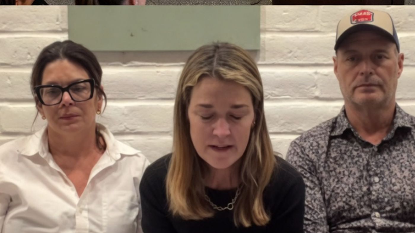 emotional family members speaking during a press conference