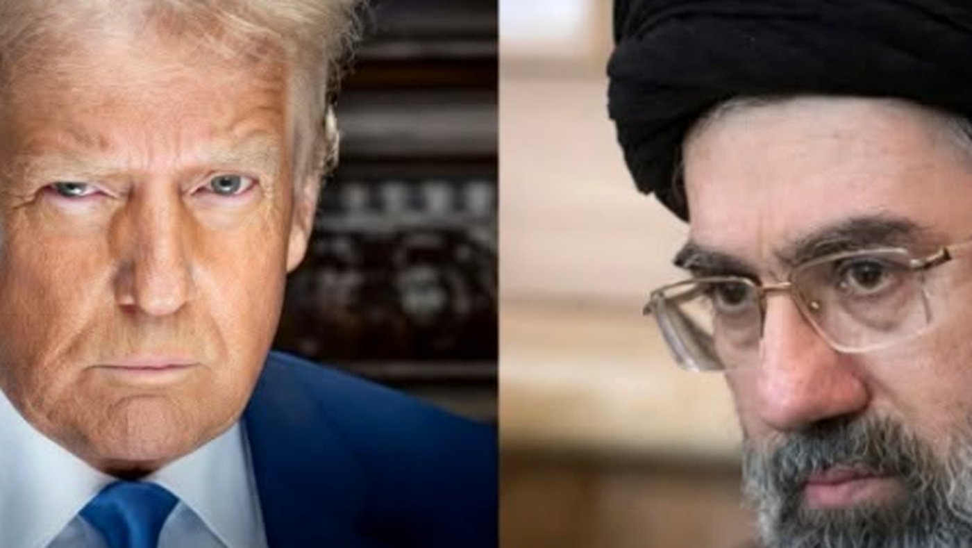 Donald Trump and Ayatollah Khamenei political collage