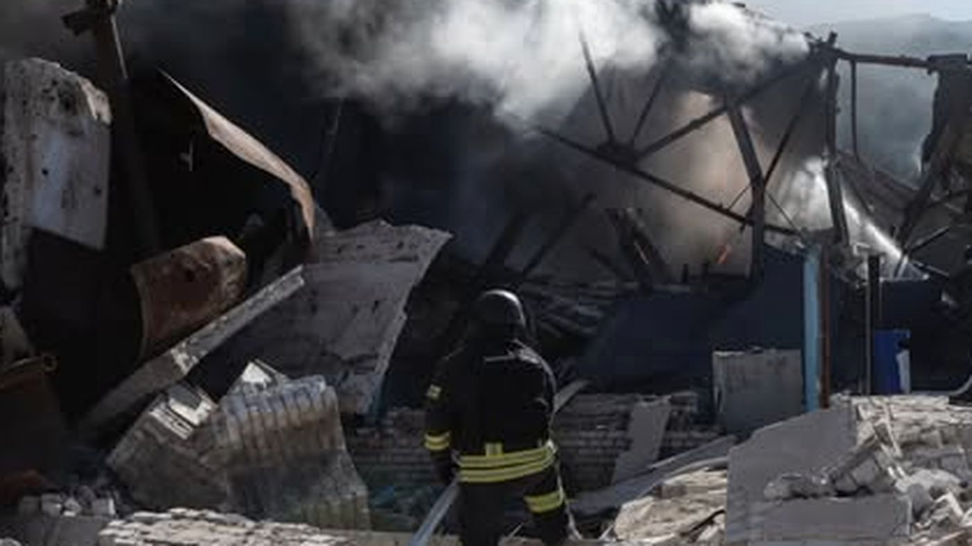 Russian oil refinery fire explosion Ukraine strike
