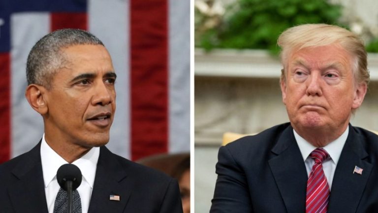 obama speaks passionately while Trump listens with skepticism