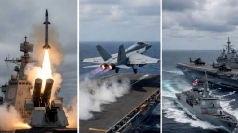 US Navy warships missile launch fighter jet