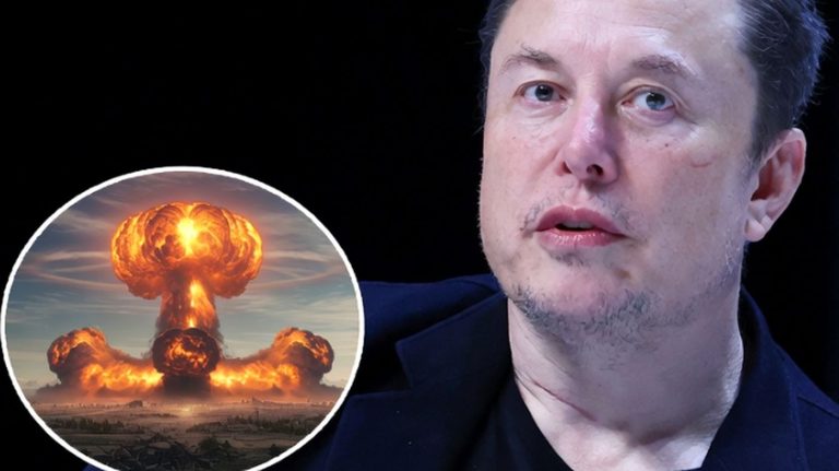 elon Musk discussing nuclear explosion concept in a conference
