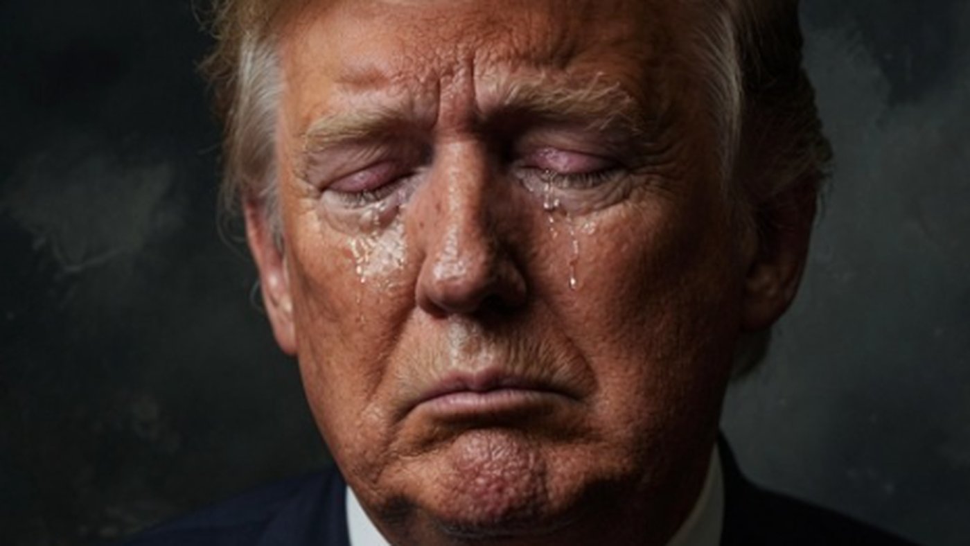 Donald Trump crying with broken heart emoji