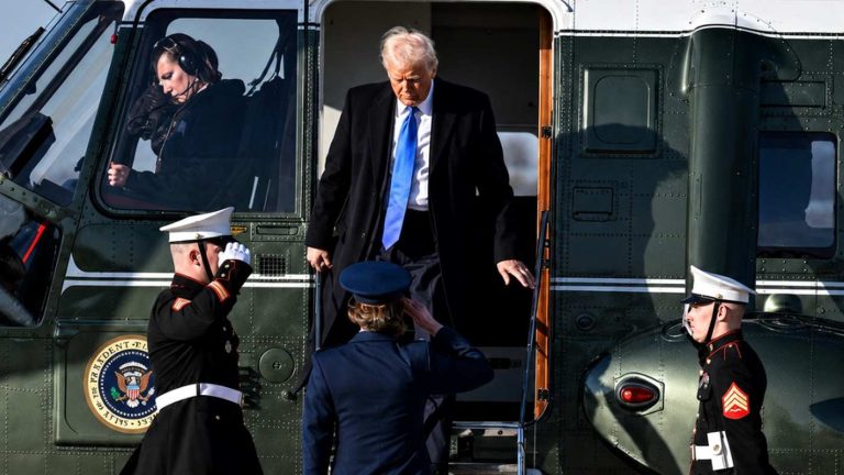 Trump exits Marine One serious emergency