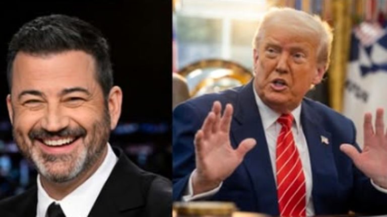 Jimmy Kimmel, Donald Trump and young man collage
