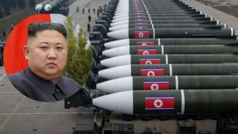 Kim Jong Un with massive North Korean missile lineup