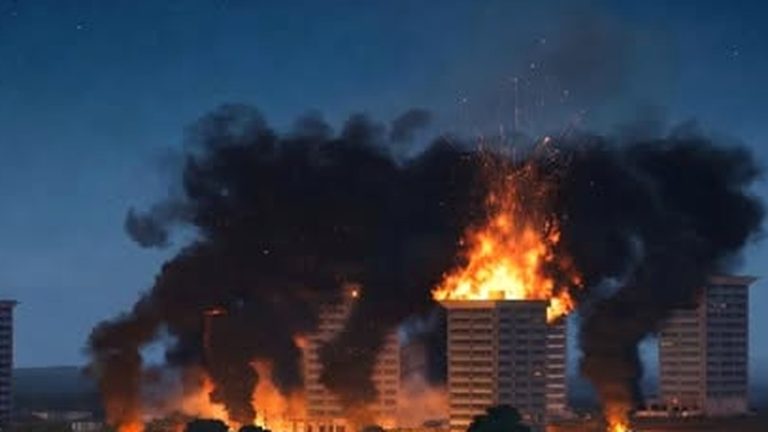 Russian missile attack on power plant and city