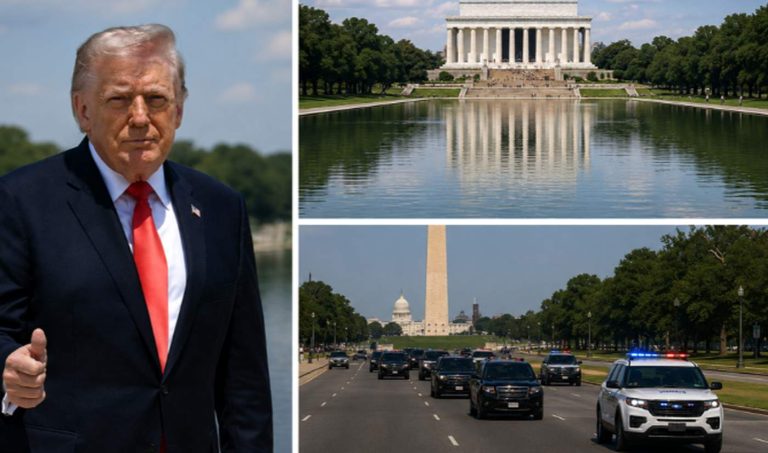 "Trump in Washington DC with Lincoln Memorial"