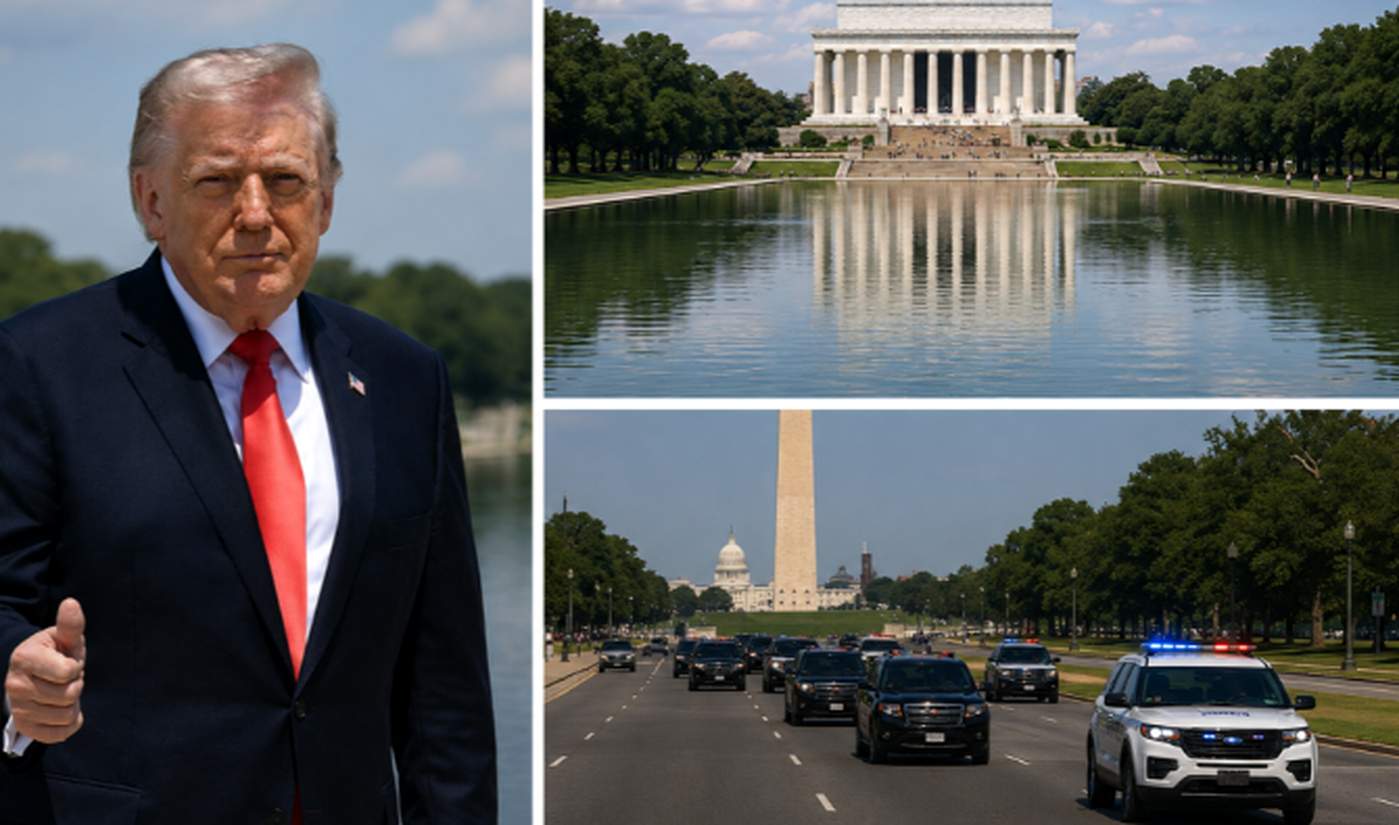 "Trump in Washington DC with Lincoln Memorial"