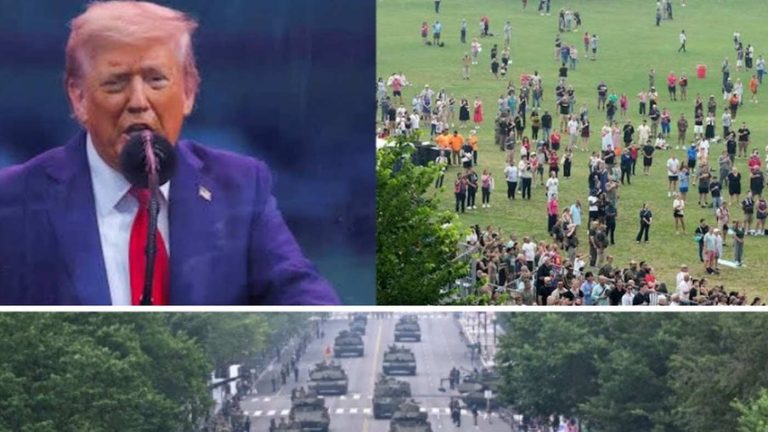 donald Trump addressing a large crowd at a rally event