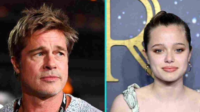brad Pitt and daughter Shiloh Jolie-Pitt at an event