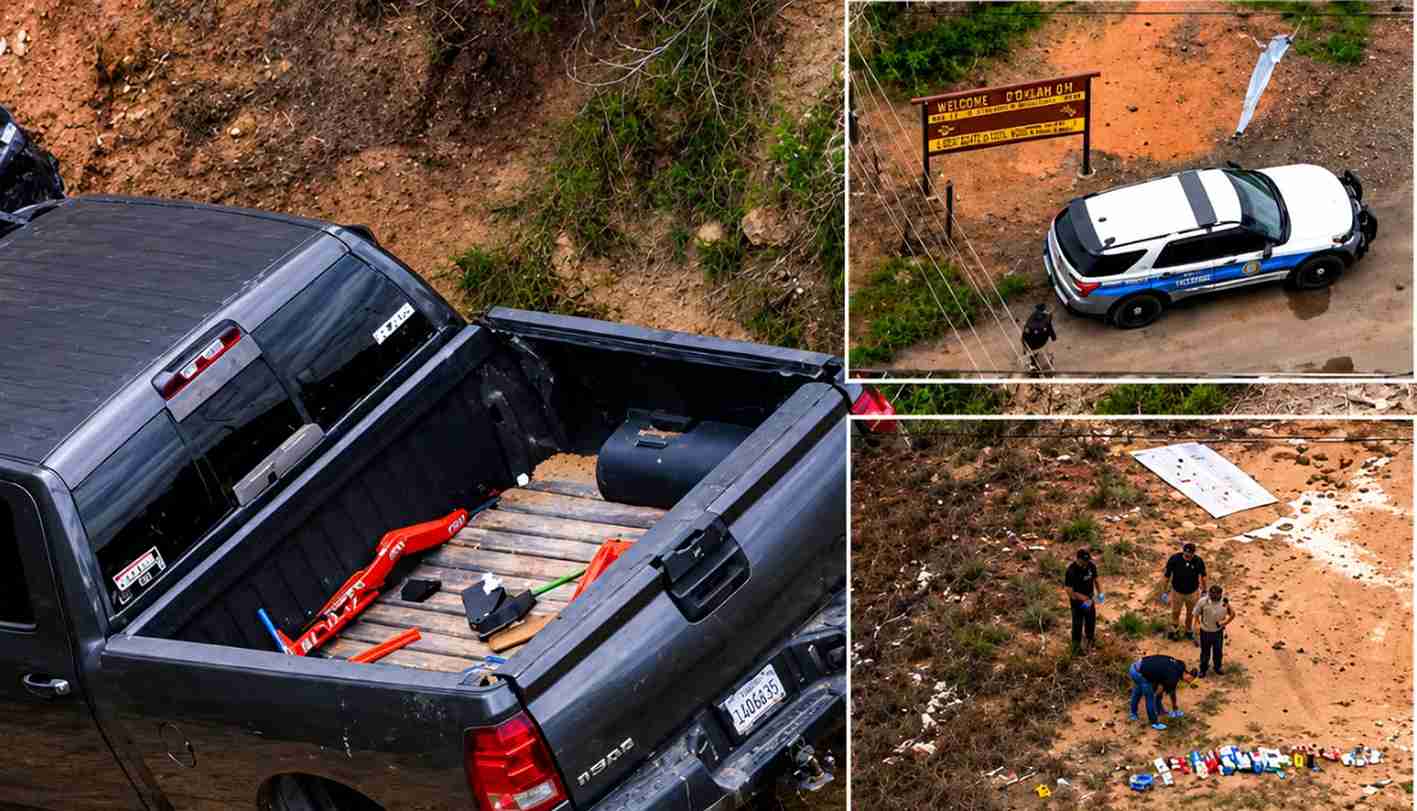 Crashed truck at candidate death scene