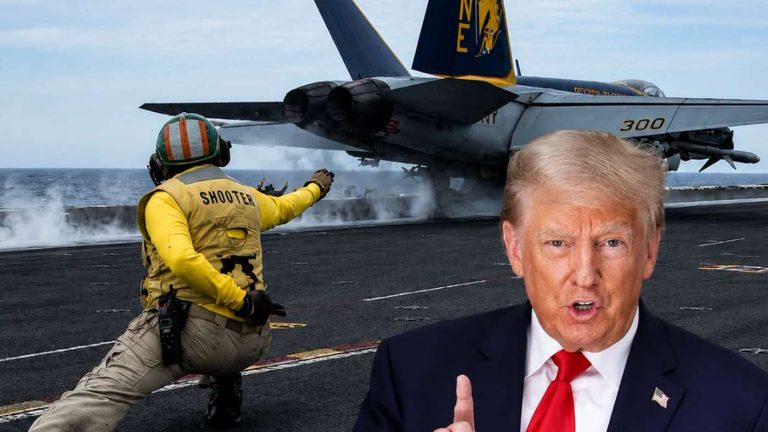 Trump breaking news on aircraft carrier