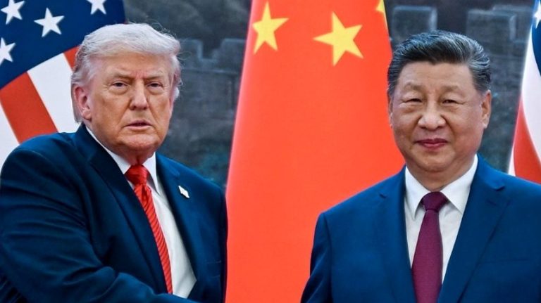 Trump and Xi Jinping handshake at US-China summit