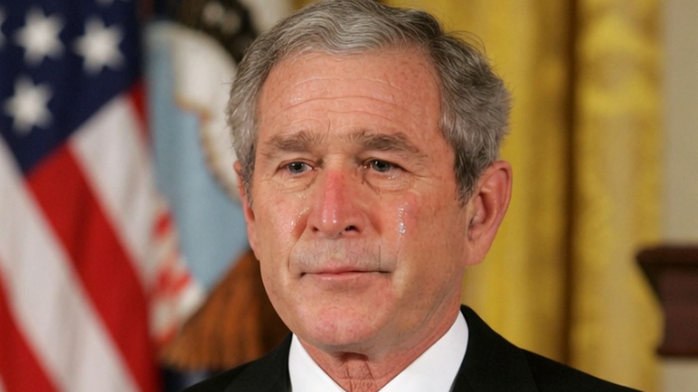 George W. Bush emotional breaking news with tear