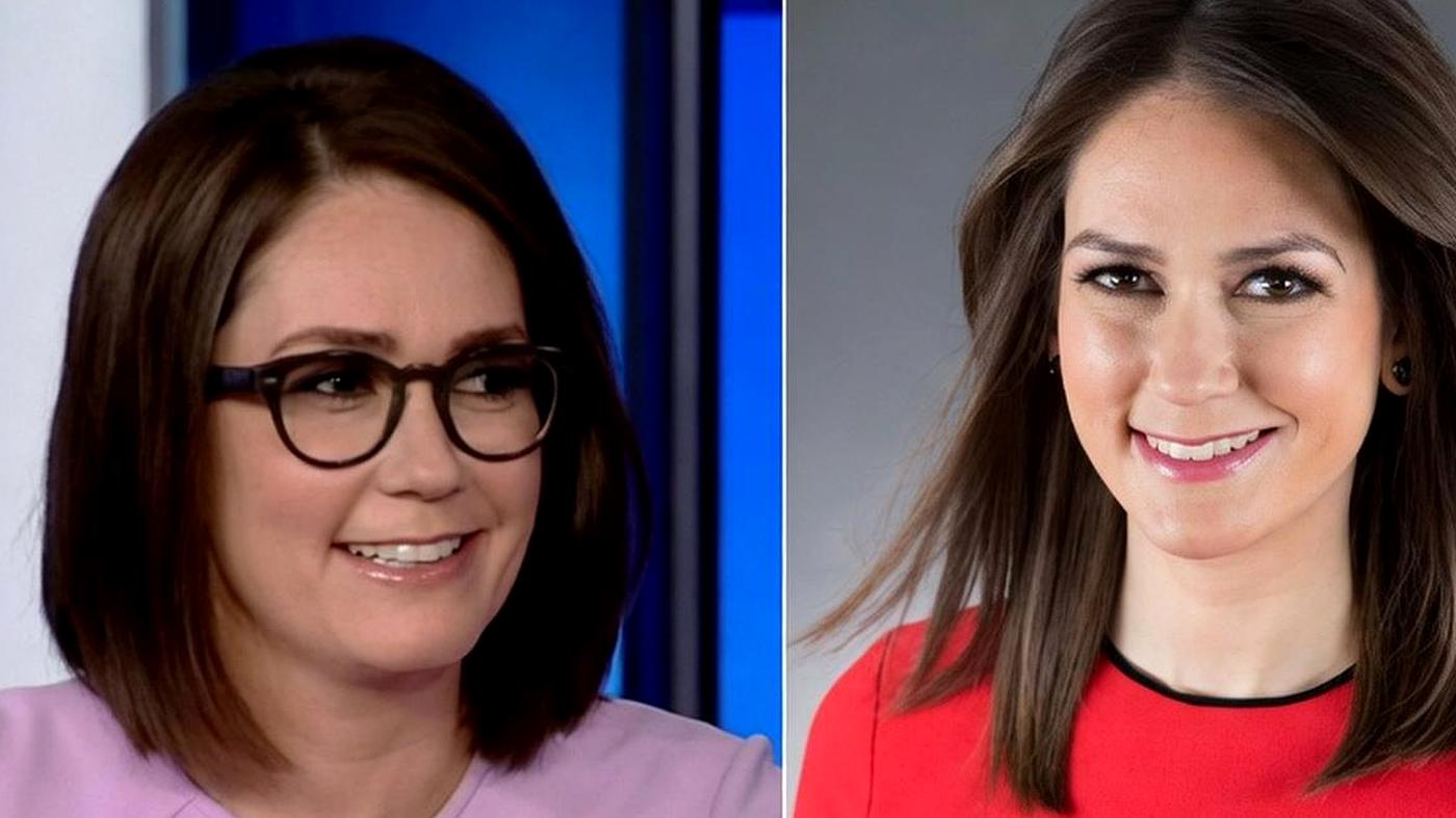 Mika Brzezinski and female news anchor side-by-side portraits