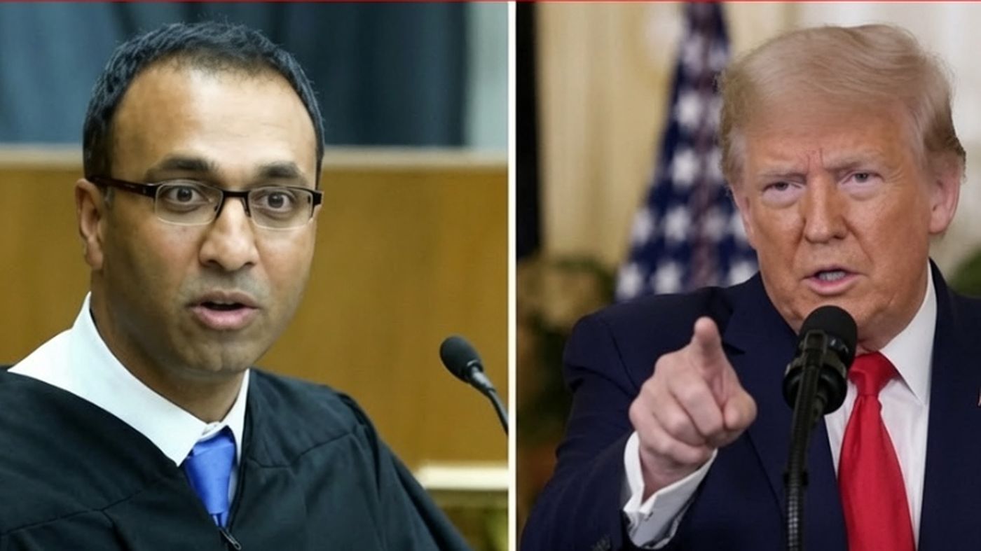 Judge Amit Mehta and Donald Trump news graphic.