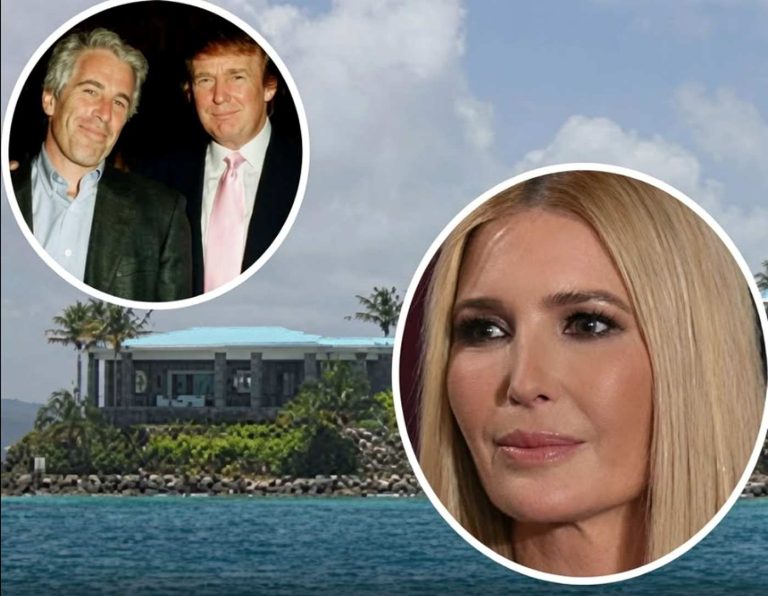 Ivanka Trump and Epstein Island text graphic.