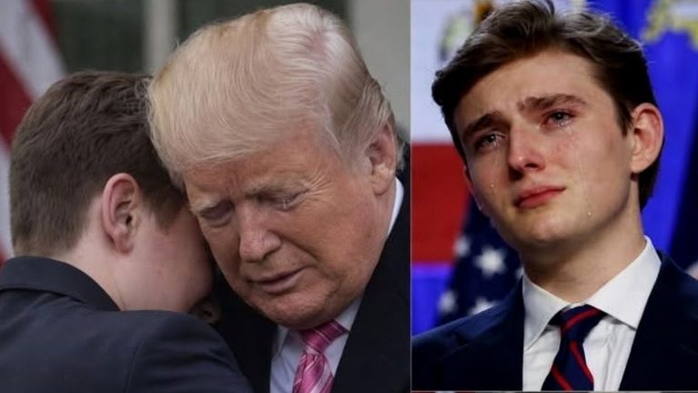 Trump emotional hug with young boy collage scenes