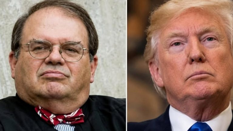 Trump and Judge Engoron split-screen graphic.