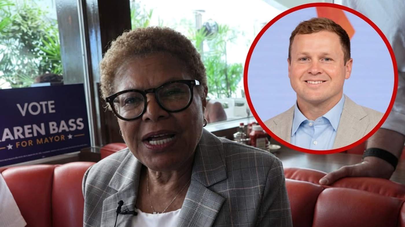 Karen Bass LA mayoral campaign event interview.