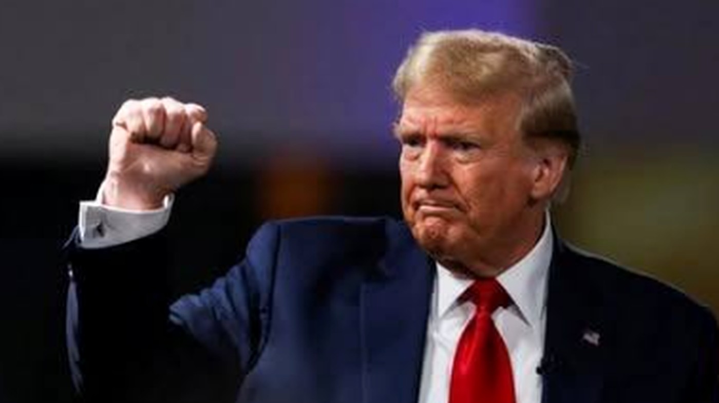 Donald Trump political fist gesture.