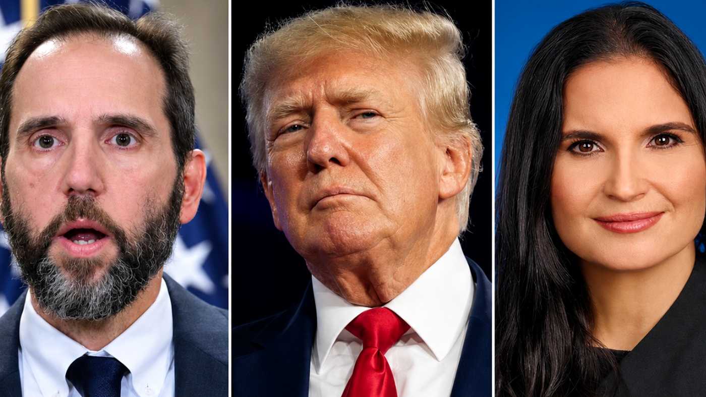 Jack Smith, Donald Trump, and Aileen Cannon above guilty text.