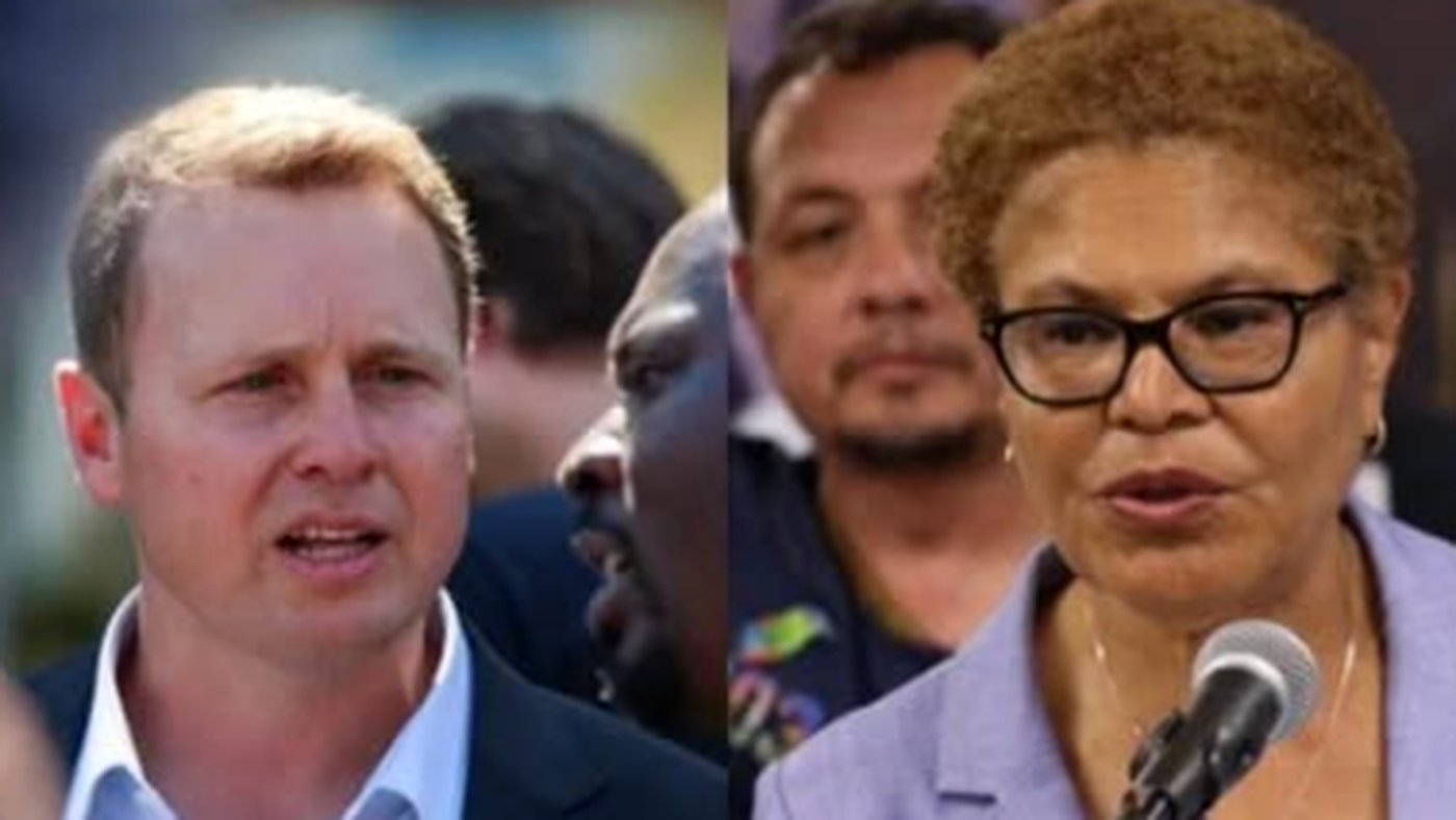 Protests against Karen Bass in LA graphic.
